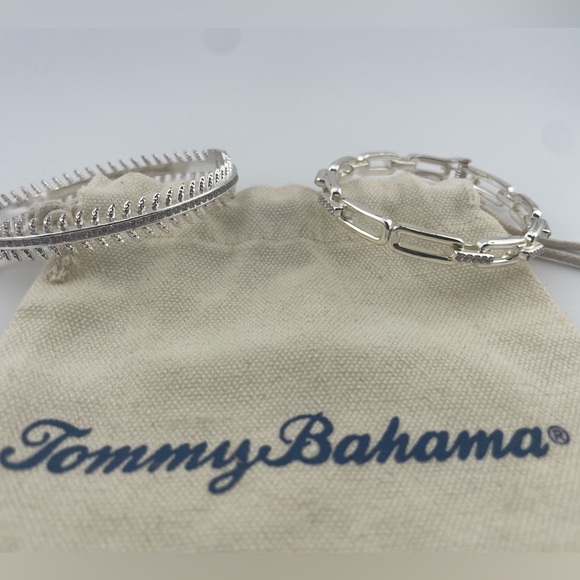 Tommy Bahama Woven Tote Bag + Silver Bangles Gift Set Resort Chic - Picture 7 of 8